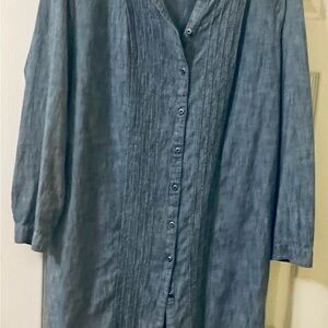 J. Jill Blue Mini Dress with Pintuck Details